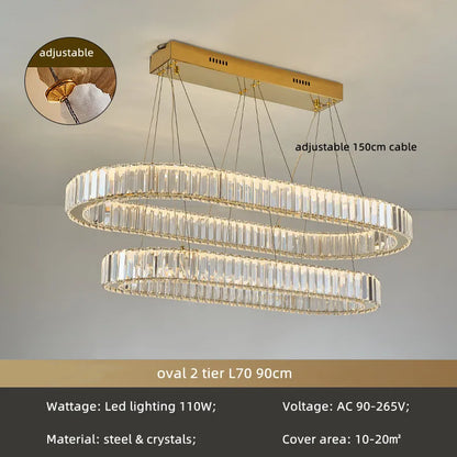 Decorbites™ Kristallkreis LED-Kronleuchter: Nordisch moderner Treppen-Hängeleuchter mit dimmbarem LED für das Wohnzimmer