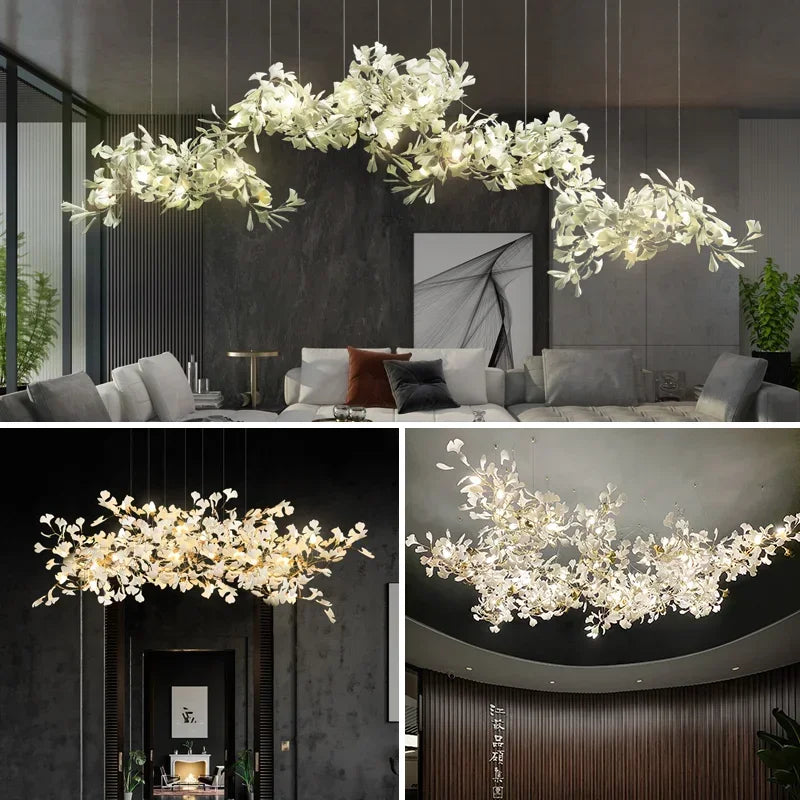 Decorbites™ Ginkgo-Leuchter Villa-Duplex-Pendantleuchte für Wohnzimmer & Hotelfoyer
