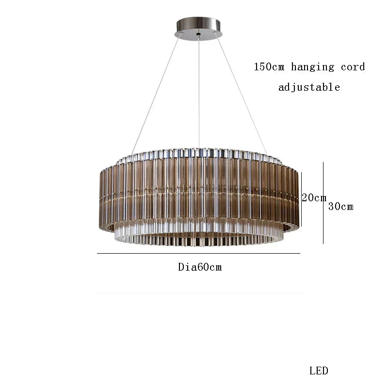 Decorbites™ Braune Kristall-Luxus-Lüster, Vintage Designer-Hängelampe für das Wohnzimmer