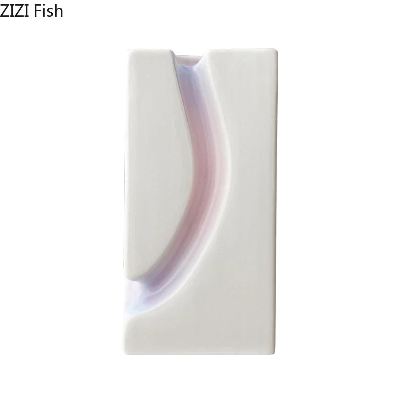 Decorbites™ Geometrische Blöcke Vase: Dekoration für den Schreibtisch mit Farbverlauf und künstlichen Blumen