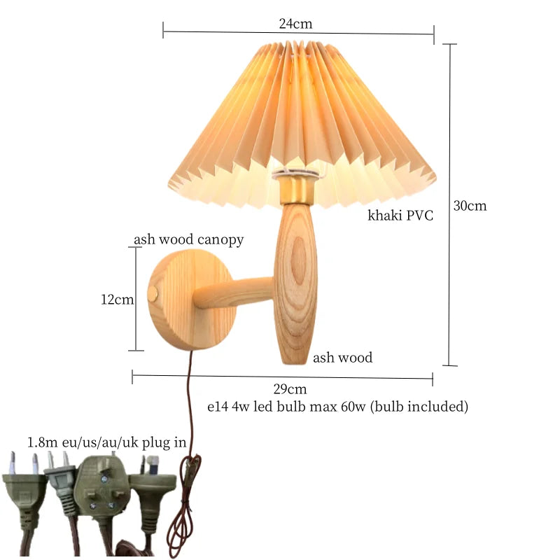 Decorbites™ Khakifarbene PVC-LED-Wandleuchte | Dekoration für Loft-Wohnzimmer | Vintage-Design aus Walnussholz