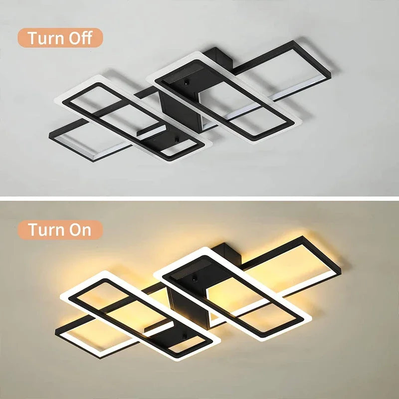 White Minimalist Ceiling Light 110x70cm Gold