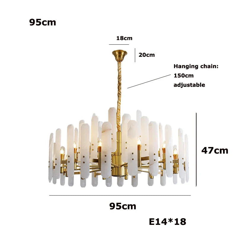 Gold Chrome Alabaster Chandelier