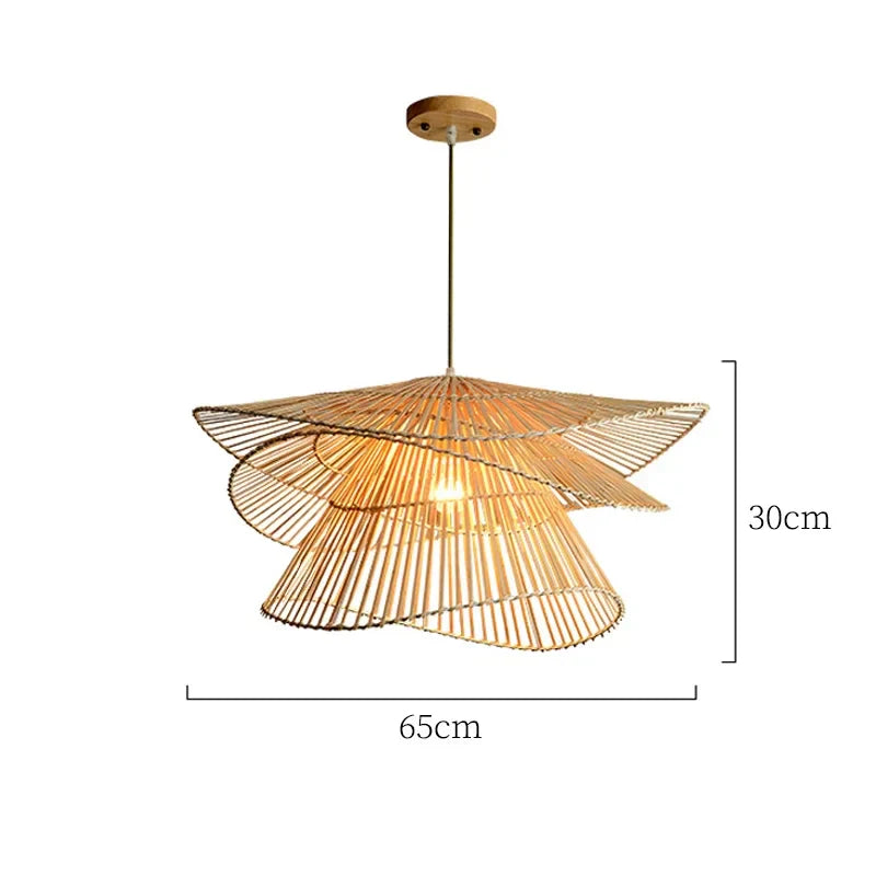 Decorbites™ Bambus-Rattan-Hängeleuchte Geflochtener Kronleuchter Korb-Lampe