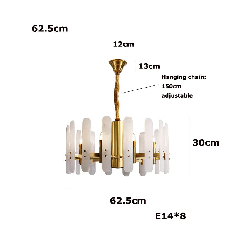 DecorBites™ Gold Chrome LED Alabaster Chandelier for Dinning Room