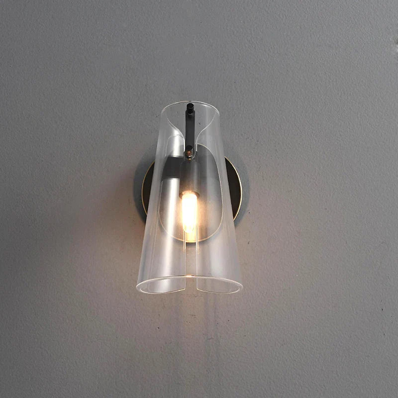 DecorBites™ Black Copper Bedroom Wall Lamp with Transparent Lampshade