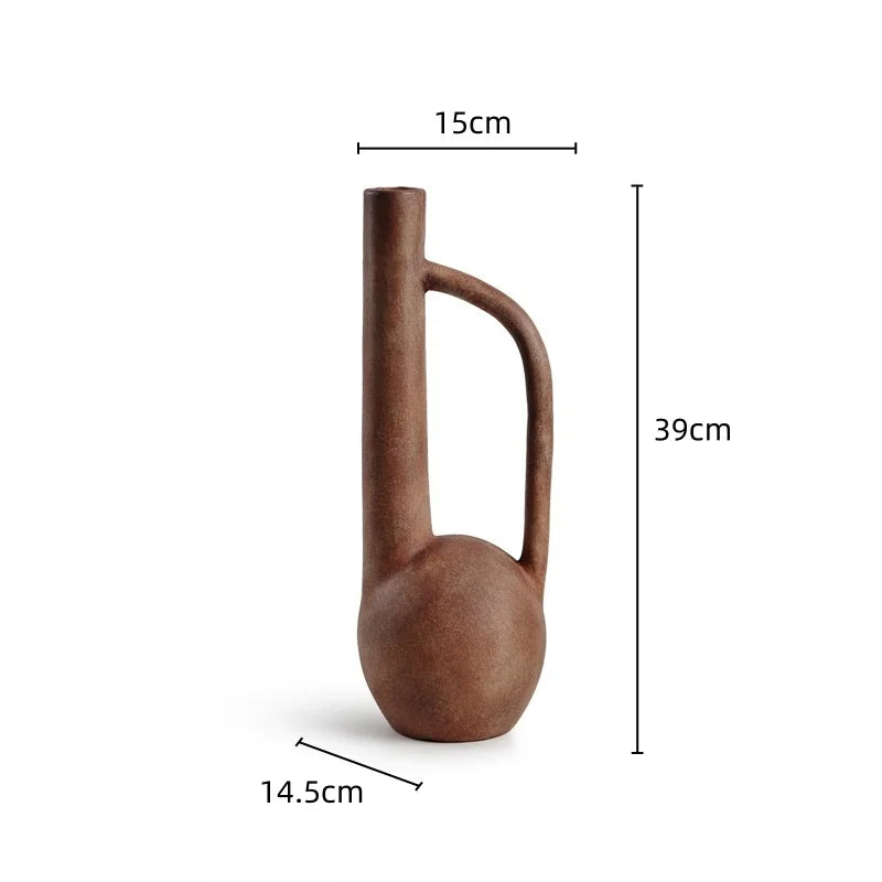 DecorBites™ Geometric Stoneware Vase Vintage Art Craft Home Decor Ornaments