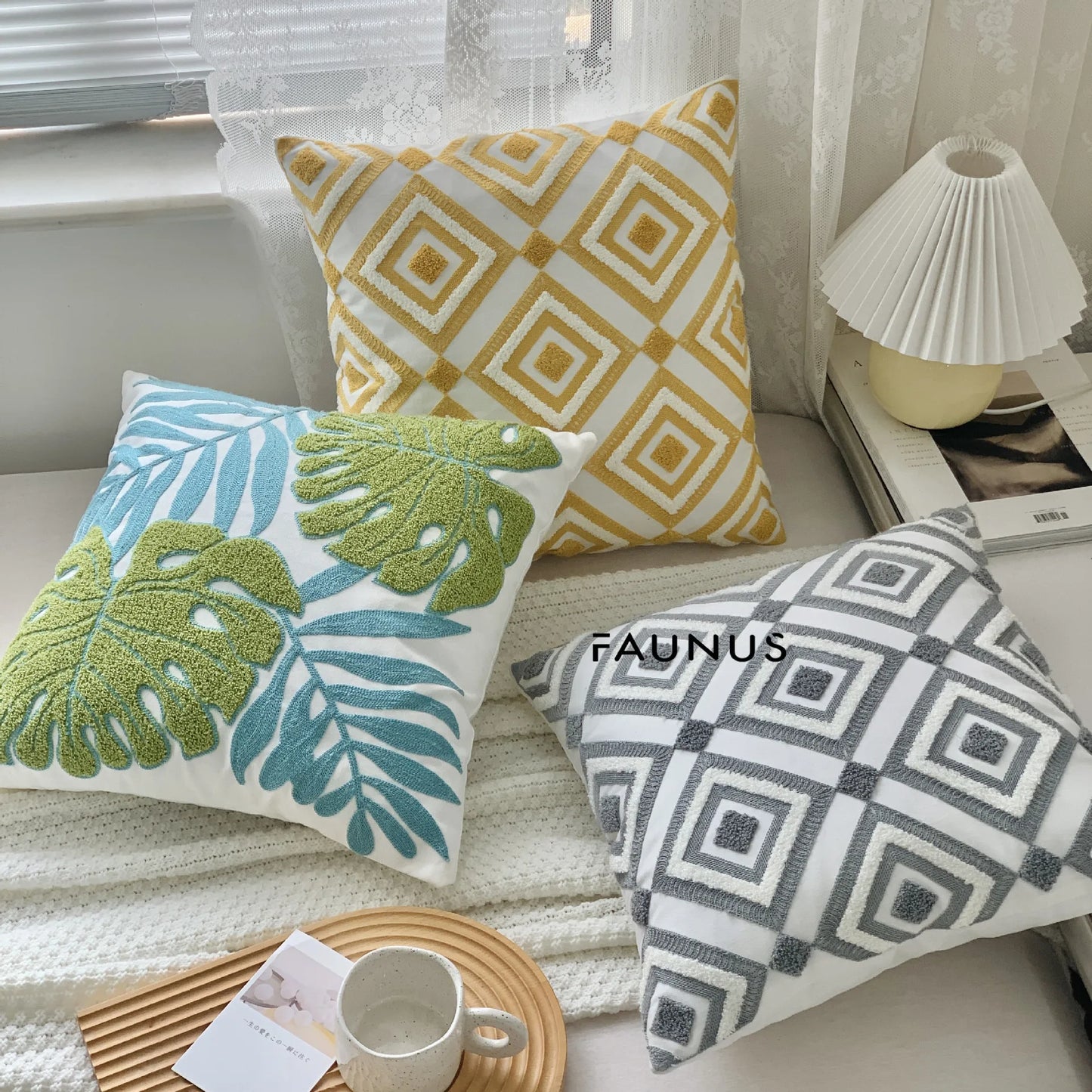 Decorbites™ Laub-Besticktes Baumwoll-Kissenbezug-Set - Heimdekoration Kissenbezüge 45x45