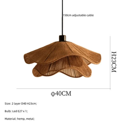 Decorbites™ Japanische Hanfstrick-Hängelampe E27 LED-Leuchte – Nordischer Wabi-Sabi-Stil