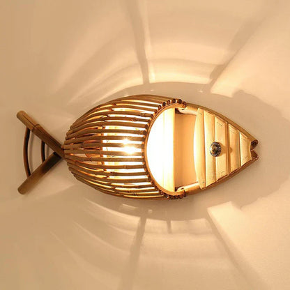Decorbites™ Bambus-Fisch-Wandlampe: Retro-Dekoration für Café, Bar, Teehäuser, Wohnzimmer, Bauernhof, Hotelbeleuchtung
