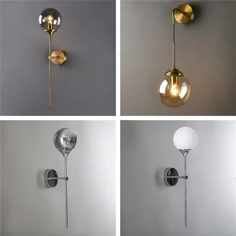 Decorbites™ Glasball-Wandlampen: Moderne nordische goldene Chrom-Beleuchtungskörper für Wohnzimmer, Küche