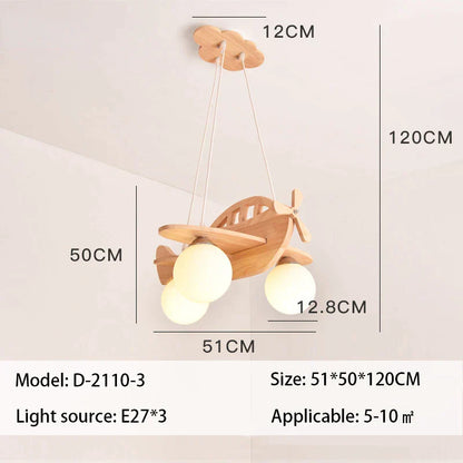 Decorbites™ LED Holz-Flugzeug-Kinder-Lüster Dekoration für Jungen- und Mädchenzimmer Hängende Pendelleuchten