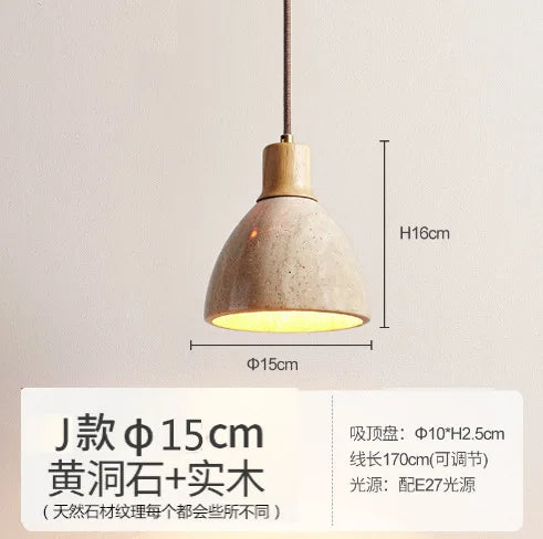 Decorbites™ Japanisches Holzturm-Stein-Hängeleuchte, Wabi-Sabi-Stil Gelber Hohlstein-Lampe