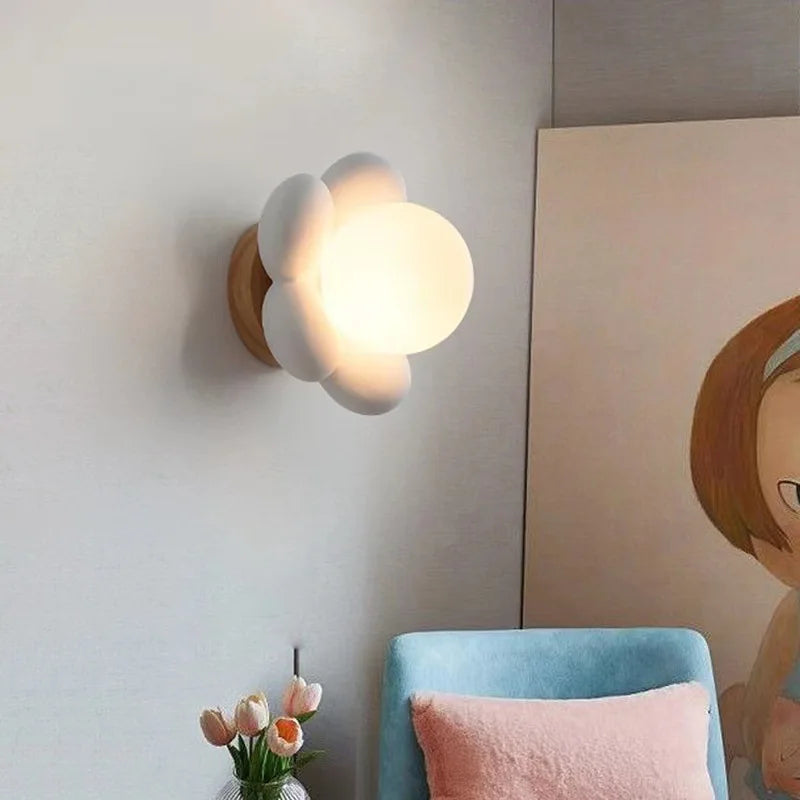 DecorBites™ Cream Flower Wall Lamp: Nordic Style Indoor Lighting for Living Room and Bedroom