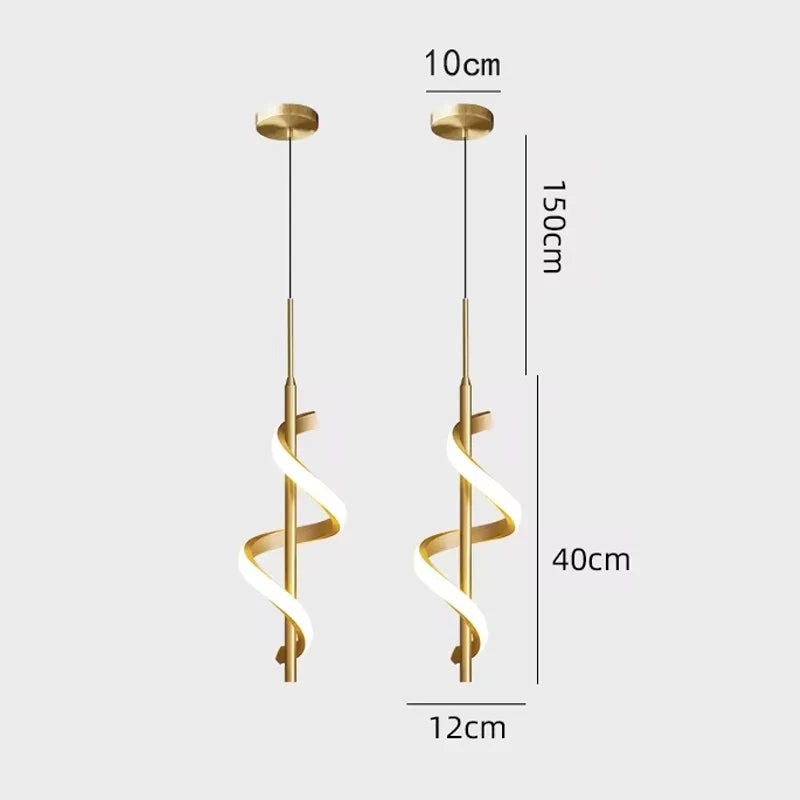 Modern Copper Pendant Light in Black and Gold