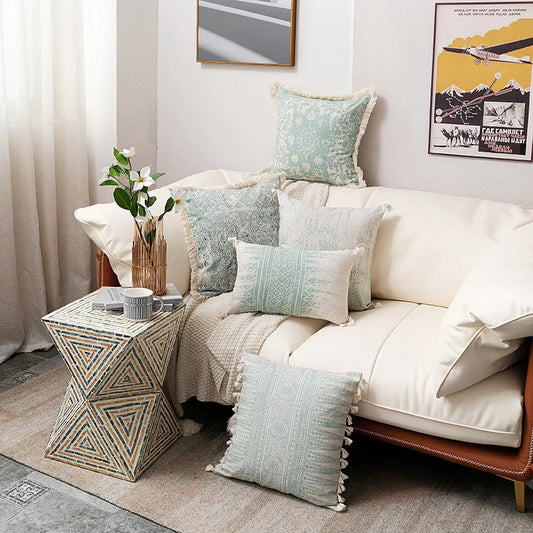 Decorbites™ Baumwoll-Häkel-Quasten-Sofakissenbezug für Lendenstütze-Rückenlehne Heimdekoration