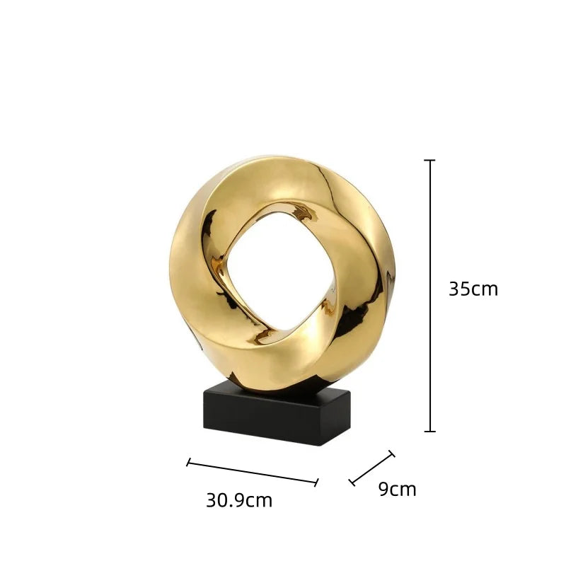 DecorBites™ Geometric Gold Ring Hollow Decor Figurines Home Accessory