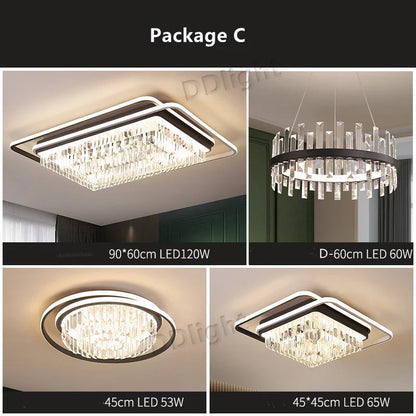 DecorBites™ Crystal Industrial Pendant Lamps Set for Modern Living Room Bedroom Kitchen Decor