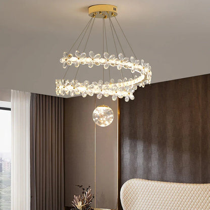 Decorbites™ Gold Kristall Spirale Kronleuchter LED Hängeleuchten für die Heimdekoration