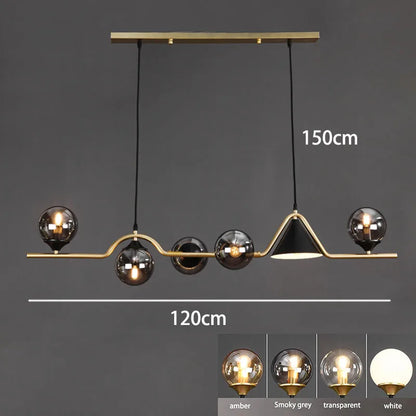 Nordic Glass Globe Pendant Chandelier in Smoky Grey
