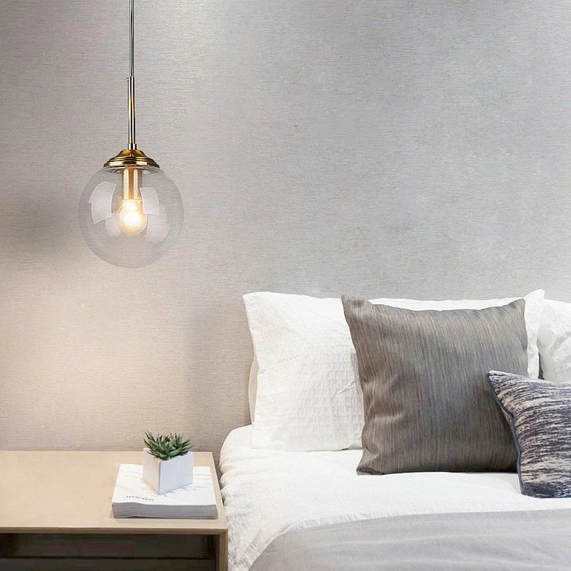 Nordic Glass Pendant Light With Polished Steel Finish