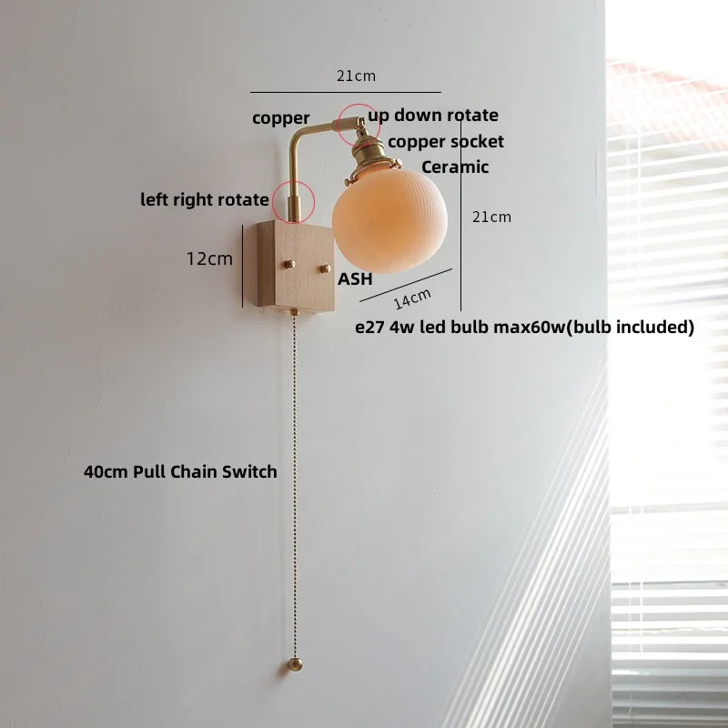 Ceramic Walnut Wall Lamp