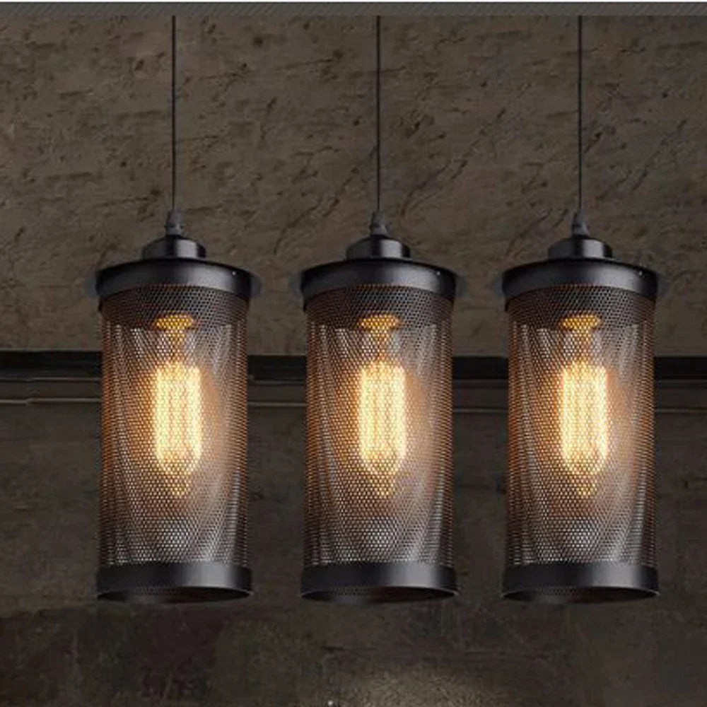 Black Iron Cage Pendant Light
