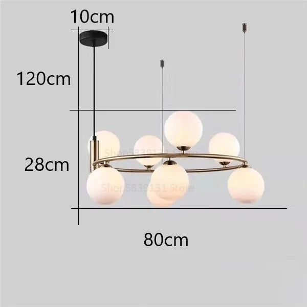 DecorBites™ Glass Ball Pendant Chandelier, Adjustable Height, Modern Nordic Design