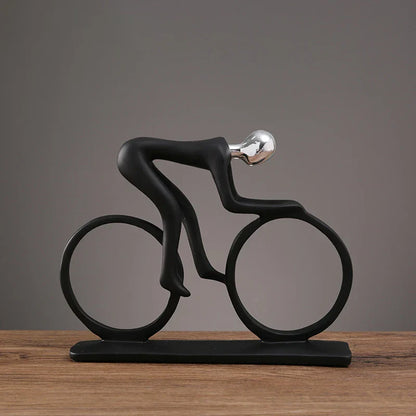 DecorBites™ Abstract Resin Cyclist Statue Bike Rider Figurine for Office Living Room