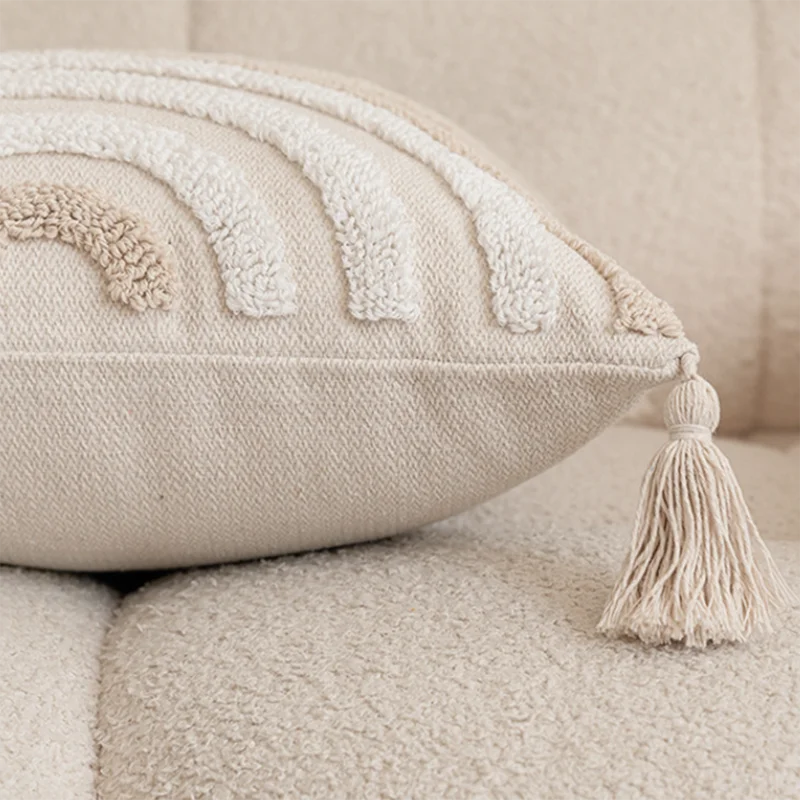Decorbites™ Geometrisches Tufting-Beige-Graues Kissenbezug Nordischer Stil für Moderne Dekoration