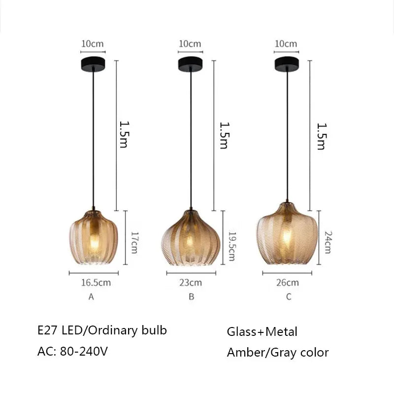 Decorbites™ Bernstein-Graues Glas-Lüster LED-Lampe Modern Nordisch Schlafzimmer Restaurant Bar Treppenhaus Lampe