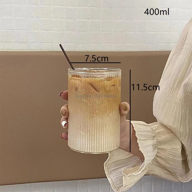 Decorbites™ Klar-Glas-Kaffeetassen-Set aus 6 Stück – Hitzbeständiges vertikales Design für verschiedene Getränke