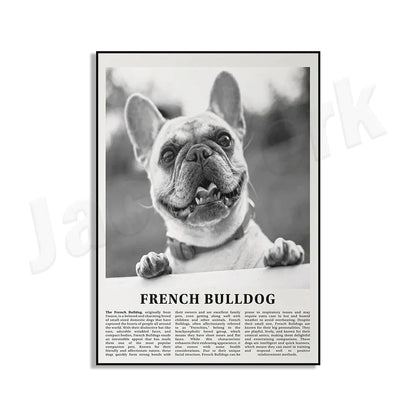 Decorbites™ Poster mit Schwarz- und Weiß-Hunderassen: Windhund, Cocker Spaniel, Akita, Malamute, Vieh-Hund