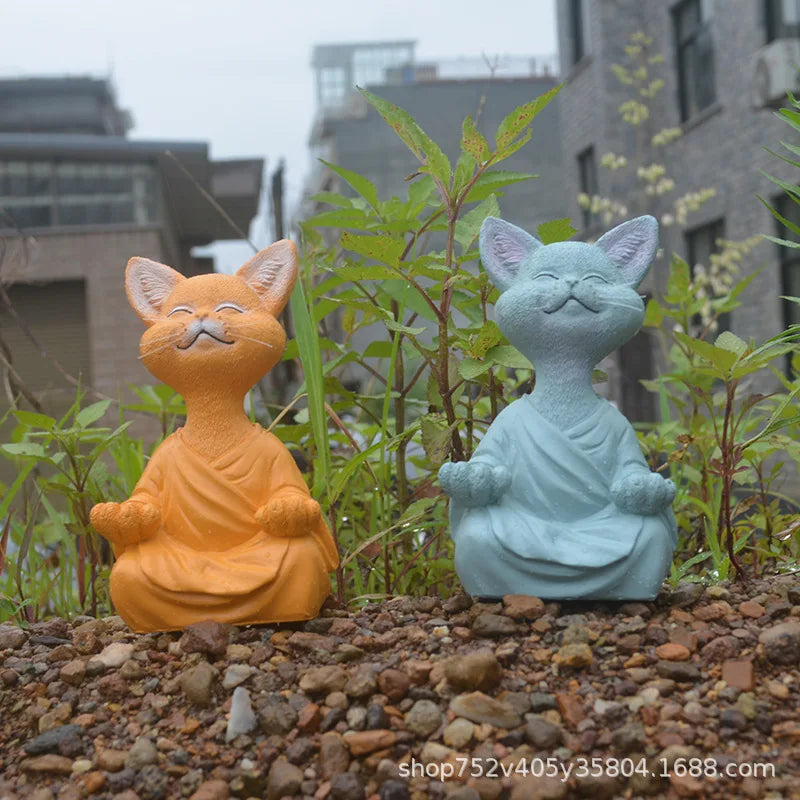 Decorbites™ Schwarze Buddha-Katzen-Figur Meditation Yoga Sammlerstück - Kunstskulptur für Heimdekoration