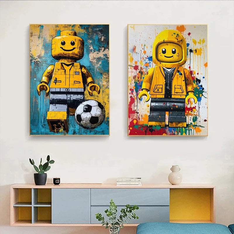 Cartoon Abstract Fun Various Occupations L-Legos Posters Canvas Prints Wall Art Picture for Home Room Children's Room Decoration