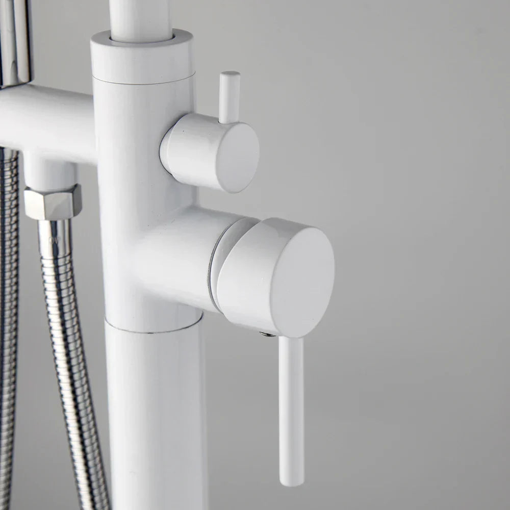 DecorBites™ Dual Handle Bathtub Faucet Set with Hand Shower, Floor Mounted Hot Cold Mixer