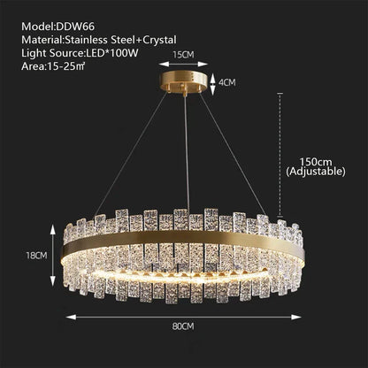 Decorbites™ Kristall-LED-Kronleuchter: Gold/Schwarz Luxus-Hängeleuchte für das Zuhause