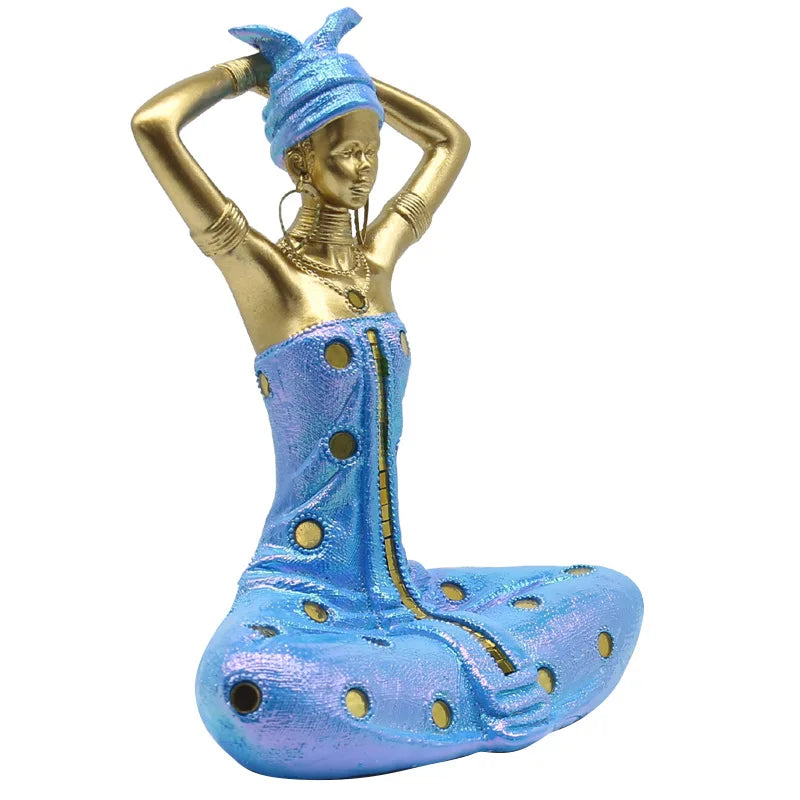 Decorbites™ Goldene Weibliche Statue Afrikanischer Stammessstil Porträt-Skulptur Wohnraumausstattung