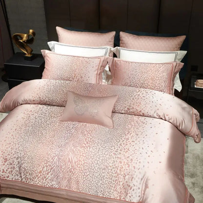 DecorBites™ Leopard Print Jacquard 1000TC Egyptian Cotton Bedding Set