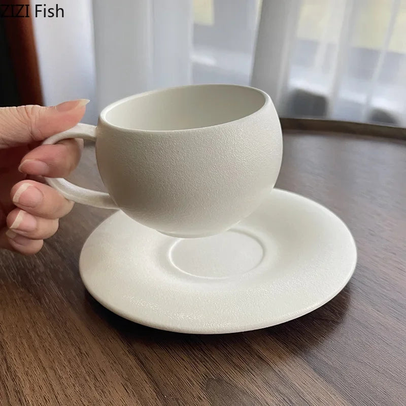 Decorbites™ Frostiertes 250ml Keramik-Tasse- und Untertassenservice für Kaffee, Tee, Saft