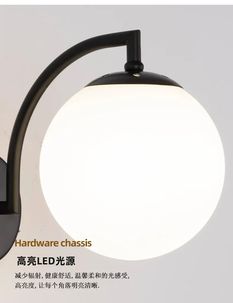 DecorBites™ Glass Ball Wall Light: Modern Nordic Living Bedroom Sconce Fixture