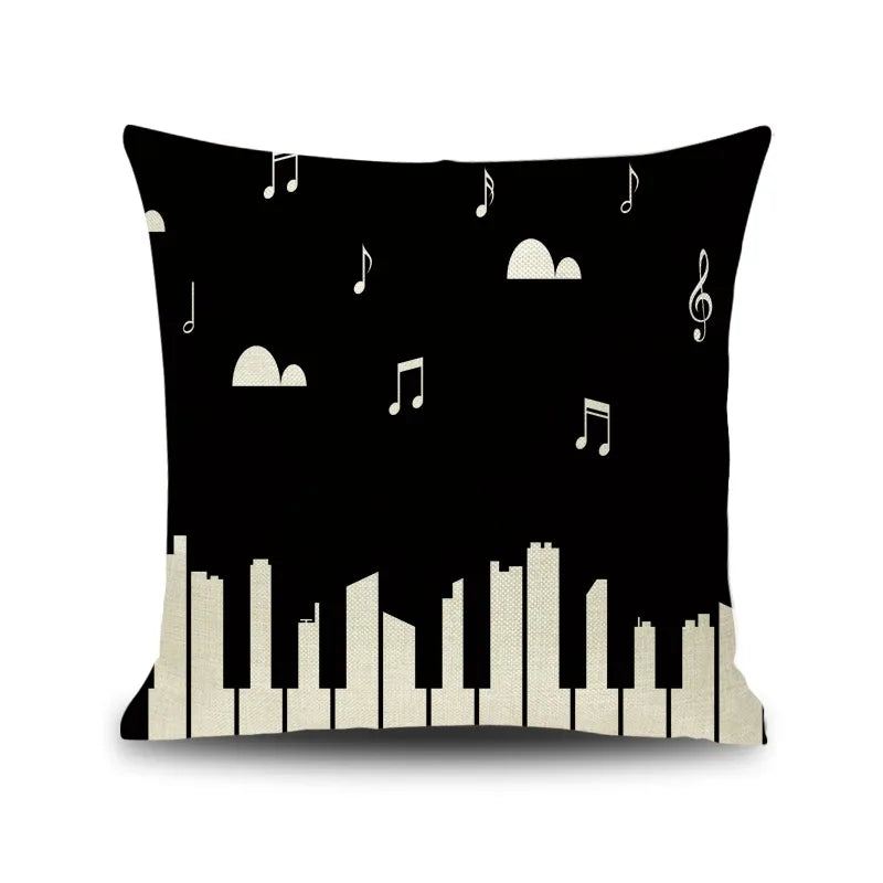 Decorbites™ Notenbrief Piano-Grafik-Druck Leinen-Kissenbezug 45x45cm Wohnzimmer-Dekoration