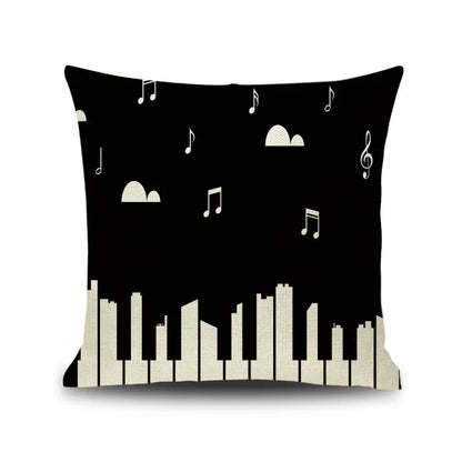 Decorbites™ Notenbrief Piano-Grafik-Druck Leinen-Kissenbezug 45x45cm Wohnzimmer-Dekoration
