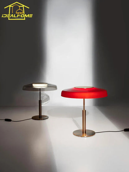 Decorbites™ DORA Glas-Tischleuchte Touch-LED Dekorative Schreibtischlampe Rot/Grau Schlafzimmer Wohnzimmer