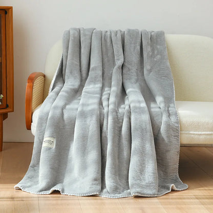DecorBites™ Double-Layer Warm Blanket: Flannel & Lamb Wool Sofa Blanket