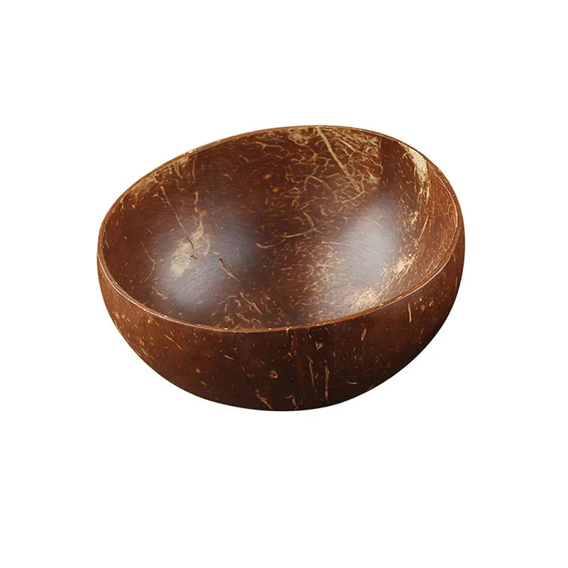 Decorbites™ Kokosnussschalen-Set mit Holzlöffel: Natürliches handgefertigtes Tischgeschirr für Desserts, Früchte, Salate