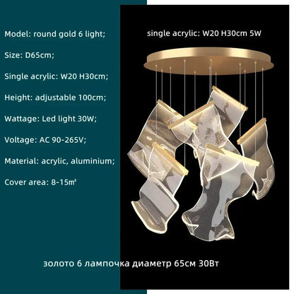 Decorbites™ Acryl-Blätter-Kronleuchter LED-Leuchte dimmbar Luxus-Pendant für die Hausdekoration