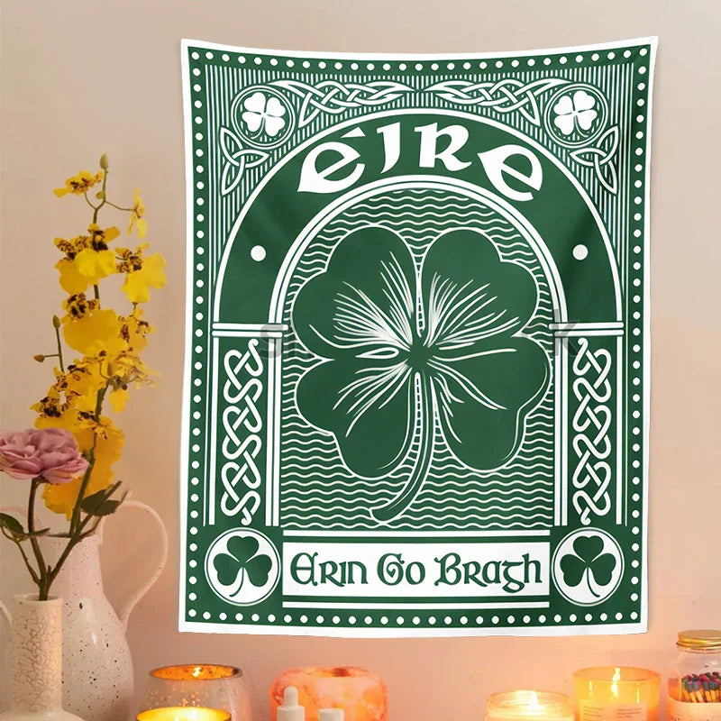 DecorBites™ Clover Psychedelic Gothic Wall Tapestry St. Patrick's Day Celtic Art