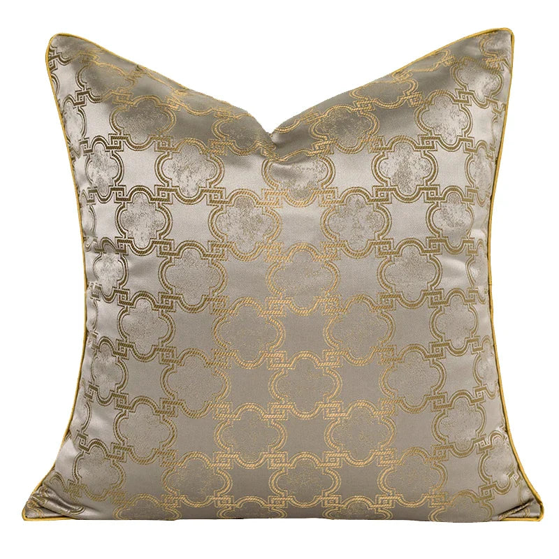Decorbites™ Gold Quatrefoil Geometrisches Jacquard-Kissenbezug – Luxuriöse Wohnraumausstattung