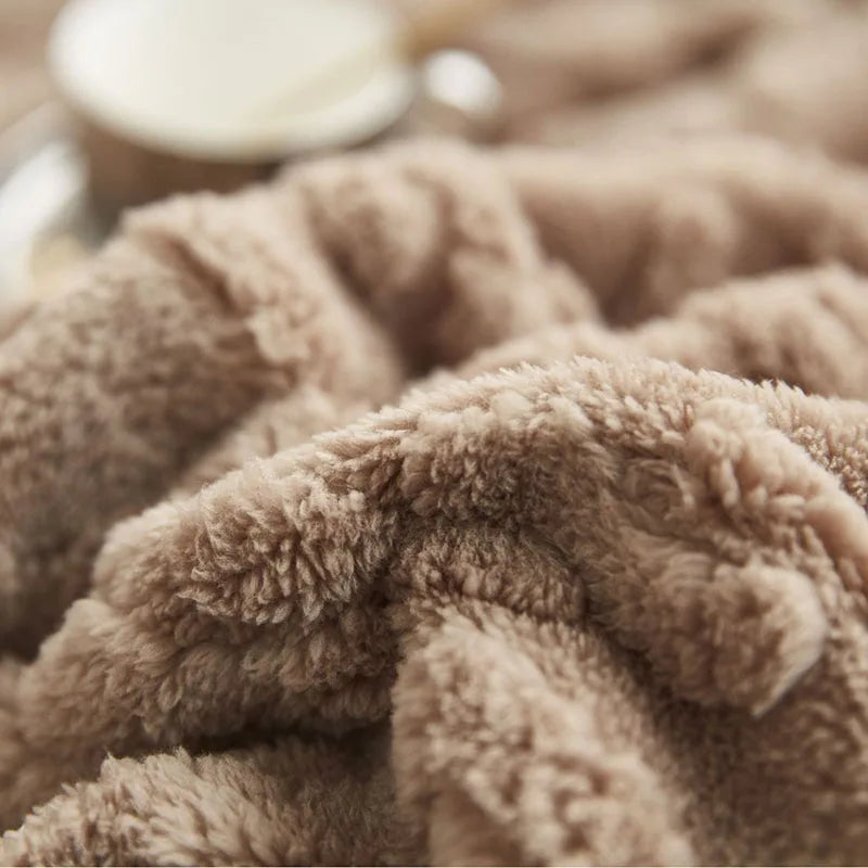 DecorBites™ Cozy Jacquard Plush Blanket: Soft Winter Sofa Throw, Office Travel Nap Shawl